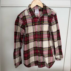 Hanna Anderson Plaid Tartan Holiday Christmas Winter Button Down Shirt